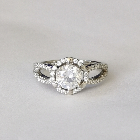 Sterling silver cz cathedral set ring engagement promise NEW - Picture 1 of 7